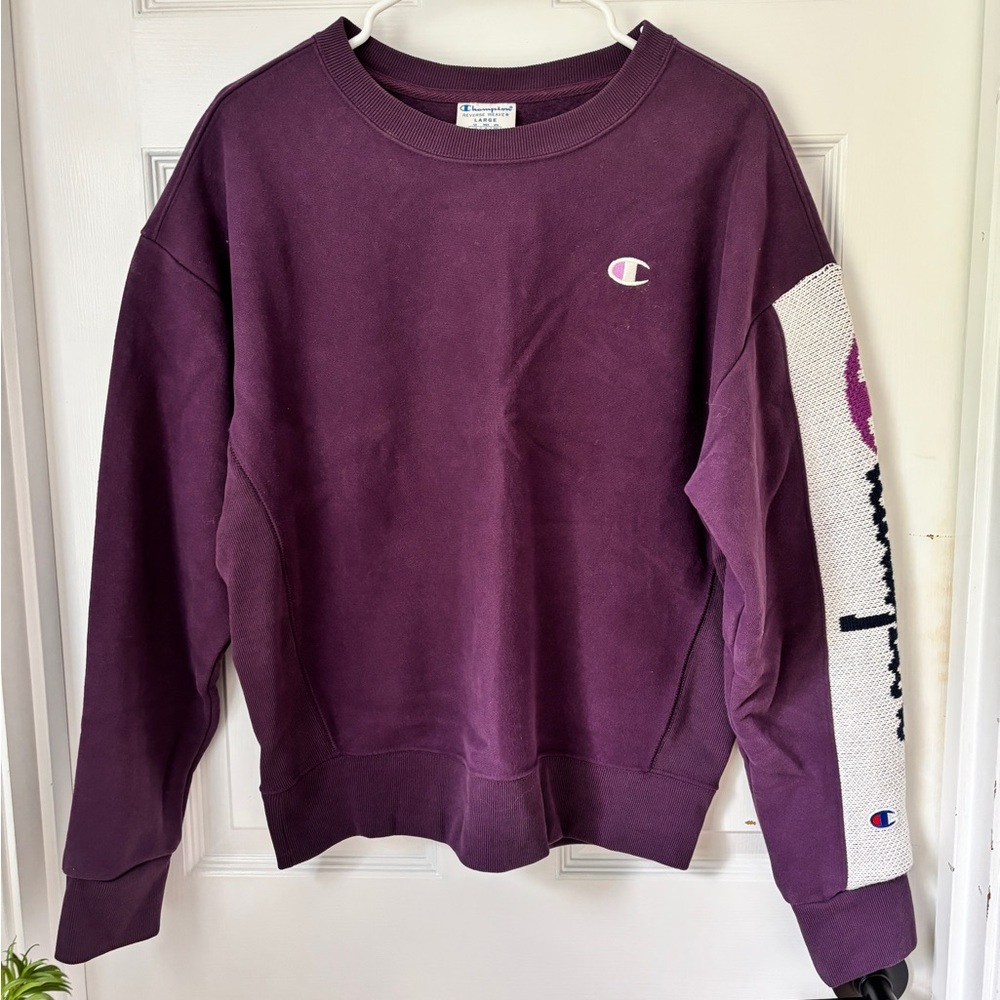 Champion Women's Purple Sweatshirt - reverse weave